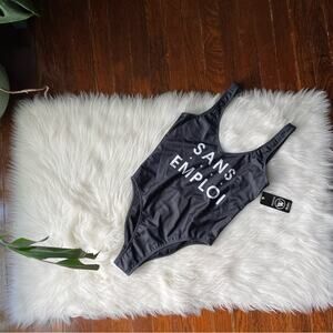 WILDFOX Black One Piece Swimsuit “Sans Emploi” NWT